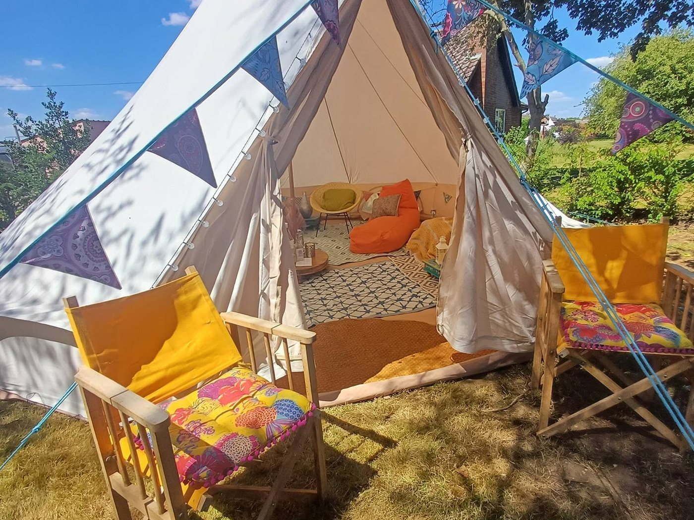Furnished bell tent interior