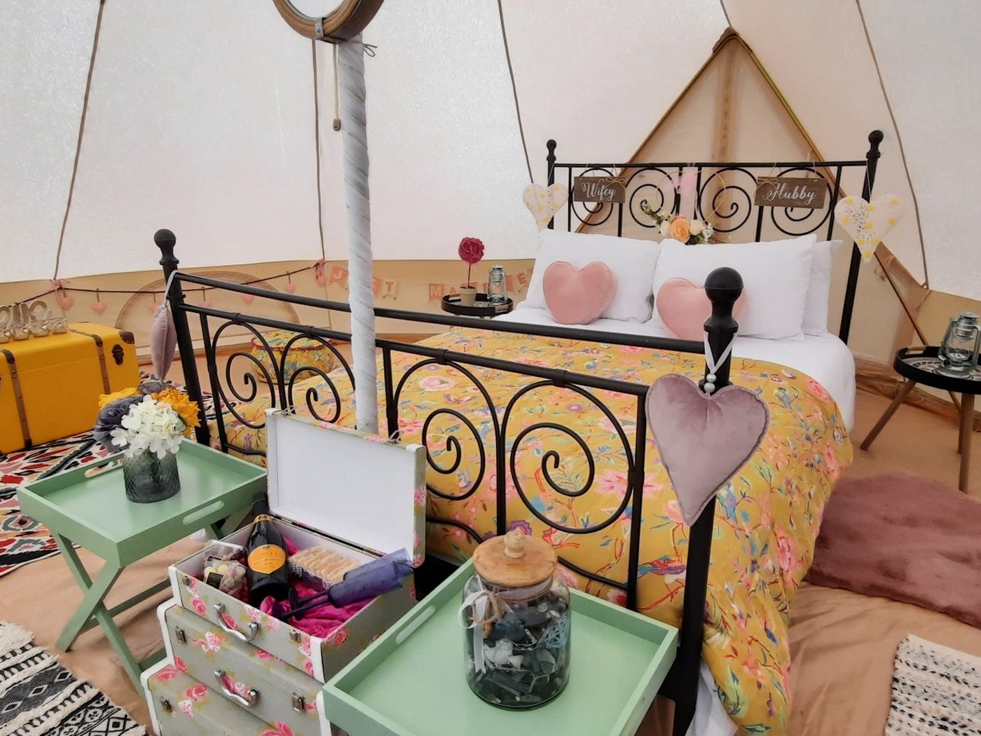 Bell tents at a countryside event